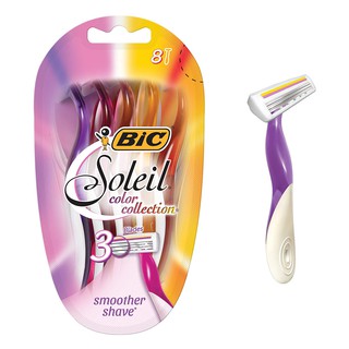 Bộ 8 dao cạo 3 lưỡi tiện lợi nữ BIC Soleil Color Collection Women's Disposable Razor, 3 Blade, 8-Count (Mỹ)