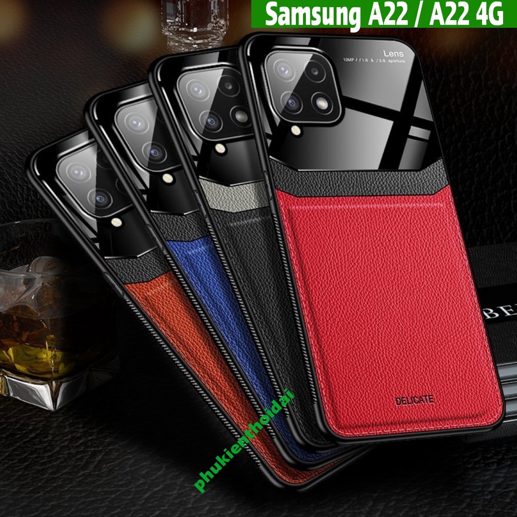 Ốp lưng Samsung A22 / A22 4G chống sốc vân da kính thời trang cao cấp chống bám mồ hôi