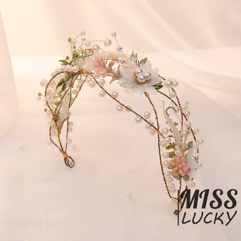 Cài Tóc Hoa Đính Ngọc Trai Phụ Kiện Cho Cô Dâu