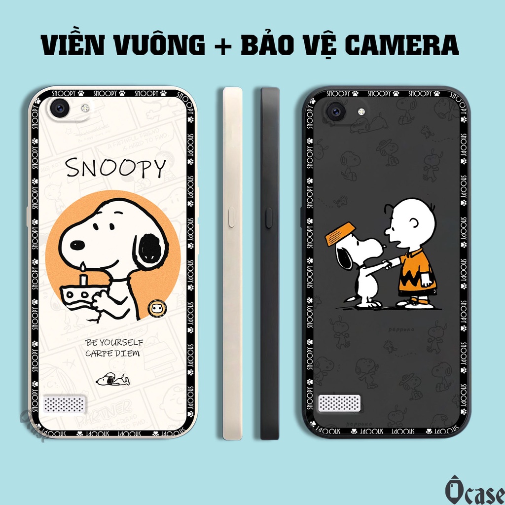 Ốp lưng Oppo A33 / Neo 7 in hình Snoopy cạnh viền vuông có bảo vệ camera