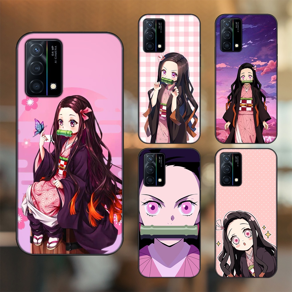 Ốp lưng Oppo K9 viền đen in hình Nezuko Kimetsu no Yaiba
