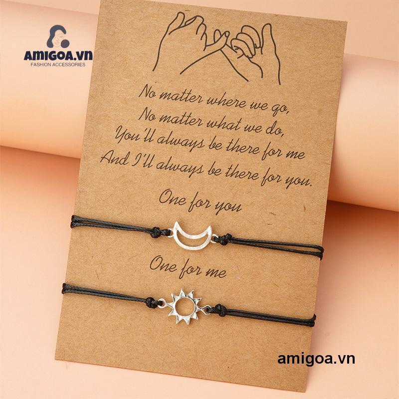 ✨✨Set 2 Vòng Tay Hình Mặt Trăng/Mặt Trời Có Thể Điều Chỉnh Thời Trang Cho Cặp Đôi