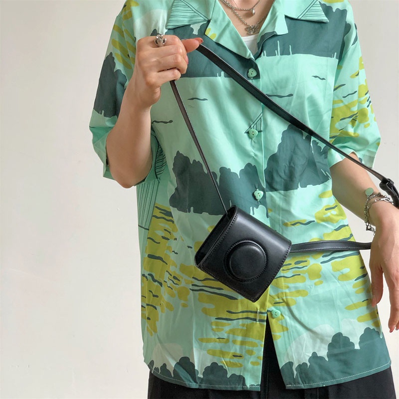 Túi đeo chéo IELGY màu trơn phong cách retro thời trang cho nữ