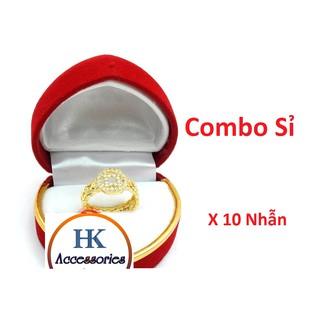 Combo Sỉ 10 Nhẫn Kim Tiền Đính Đá Mặt Đồng Tiền