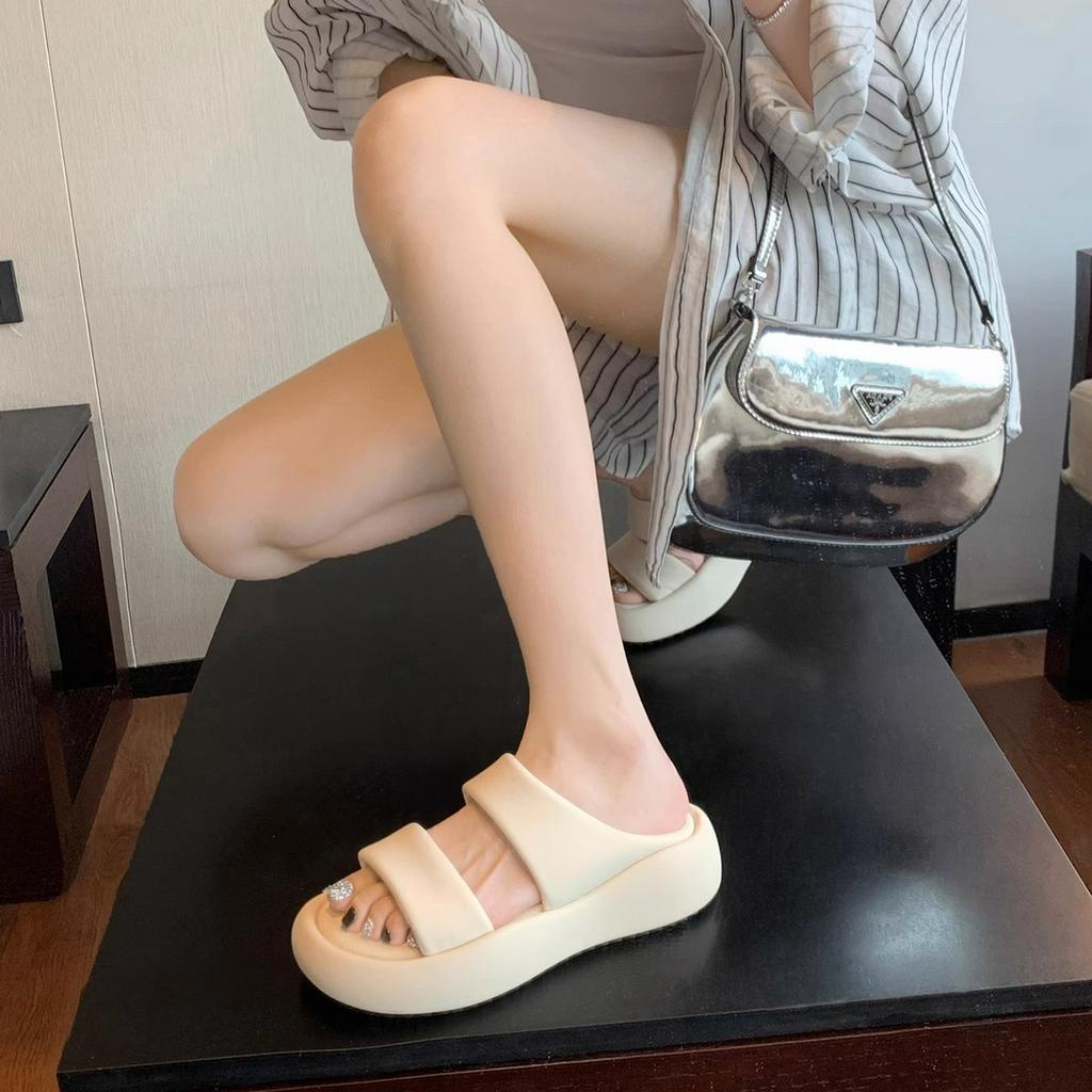 Sandal Đế Dày Mềm Mại Hai Mặt Mũi Tròn Co Giãn