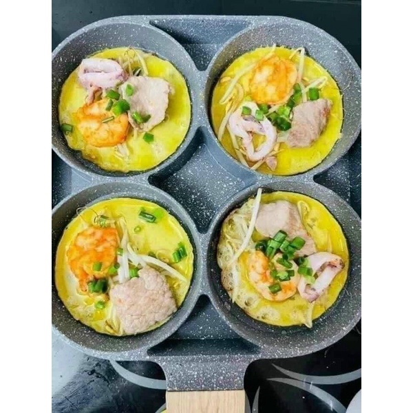 Chảo chia ô, chảo đá chống dính chia 4 ngăn,chảo 4 ô chiên rán tiện lợi dùng được bếp từ