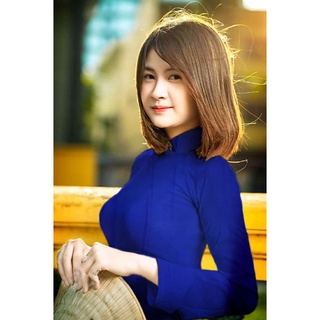 🌼Vải trơn lụa áo dài xanh coban đồng phục