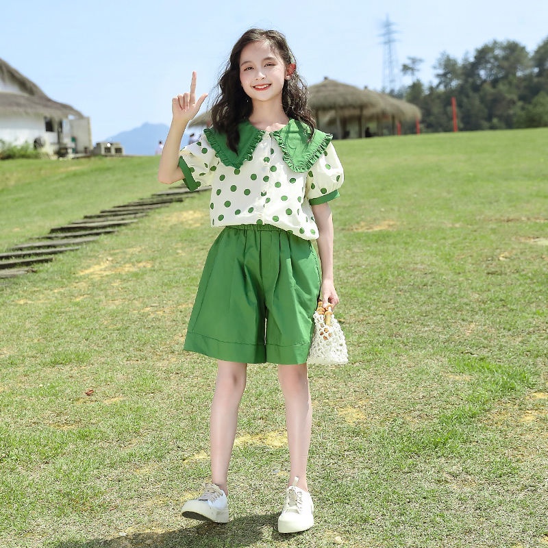 Bộ Quần Áo Ngắn Tay Thời Trang Năng Động Cho Bé Gái