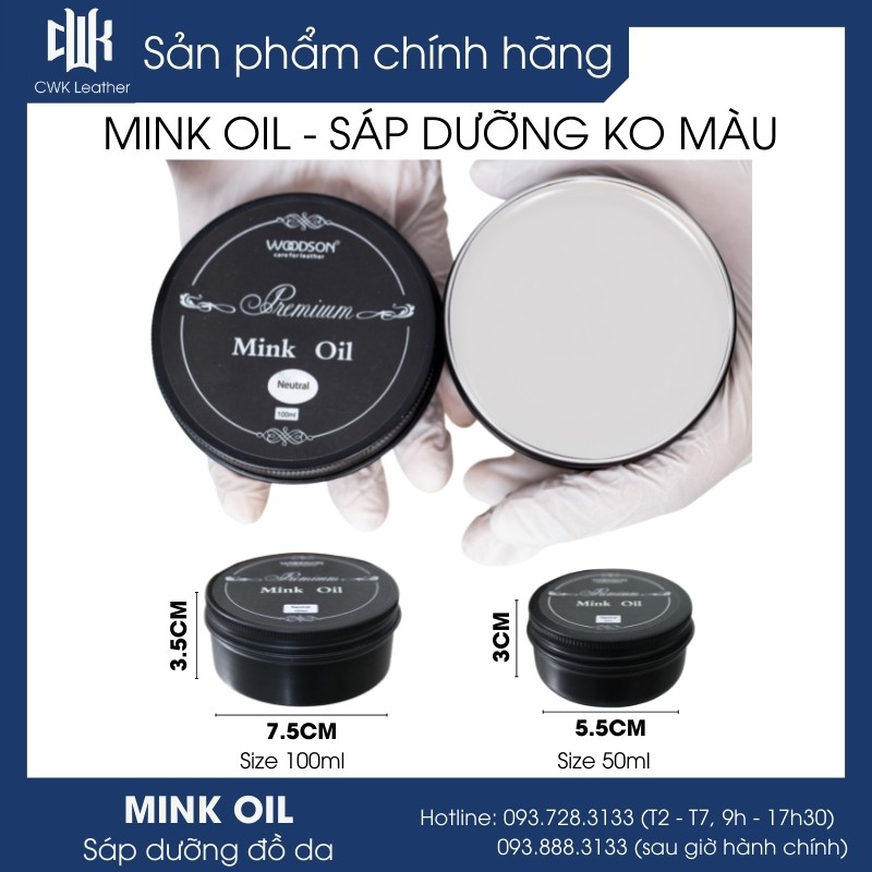 [Chính Hãng Woodson] Mink oil dầu chồn chuyên bảo dưỡng và phục hồi đồ da, túi xách, áo, ví, giày da