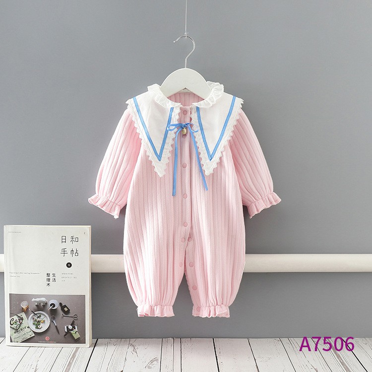 Áo liền quần tay dài chất liệu Cotton thời trang thu đông cho bé sơ sinh