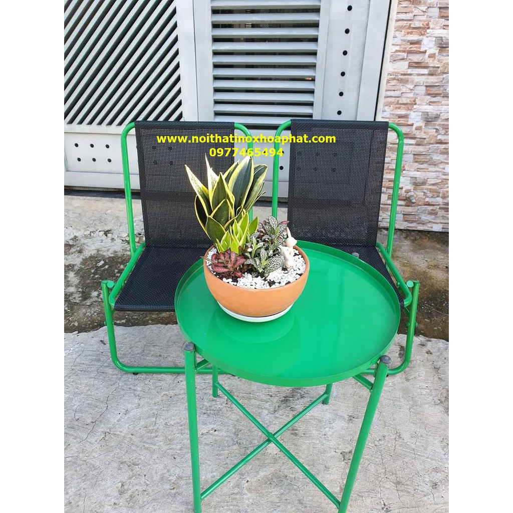 Com Bo 2 Ghế lưng Cao+1 Bàn cafe sắt sơn tĩnh điện đủ màu -shop chọn màu ngẫu nhiên miễn phí vận chuyển