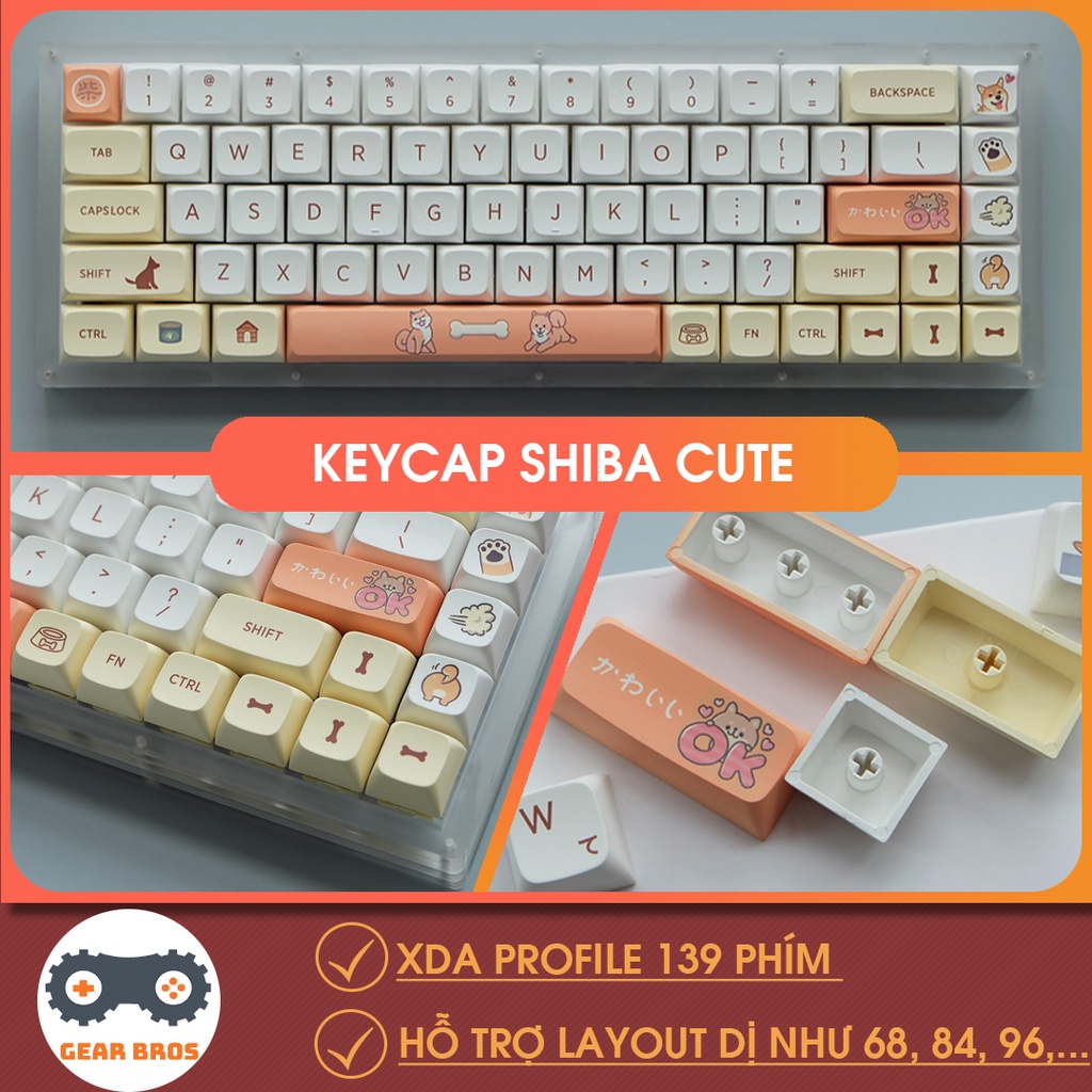 Keycap Shiba Inu XDA Thick PBT 139 Phím | Gearbros