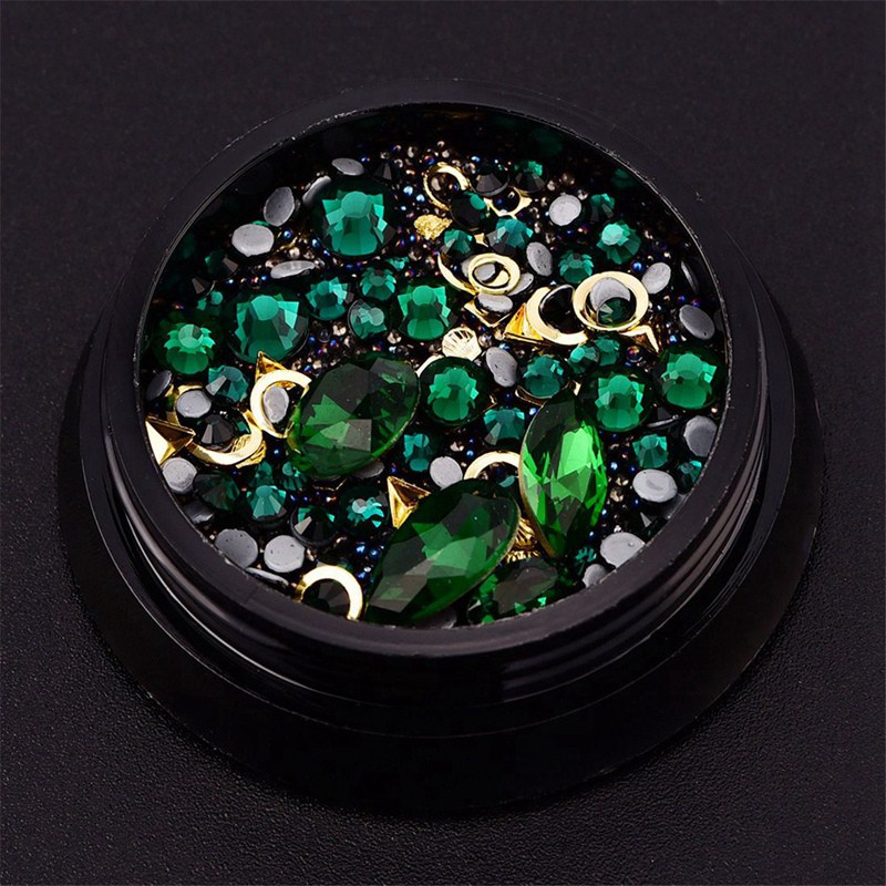 2 Box 3D  Jewelry Colorful Mixed Acrylic Tip Diamond Flat Jewel Stone & 1x Crystals Rhinestones 3D  Rhinestone