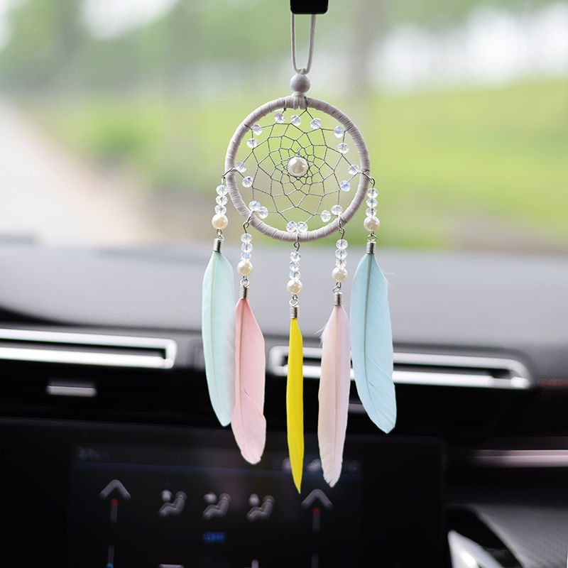 Lưới Giấc Mơ Lông Vũ Treo Trang Trí Xe Hơi