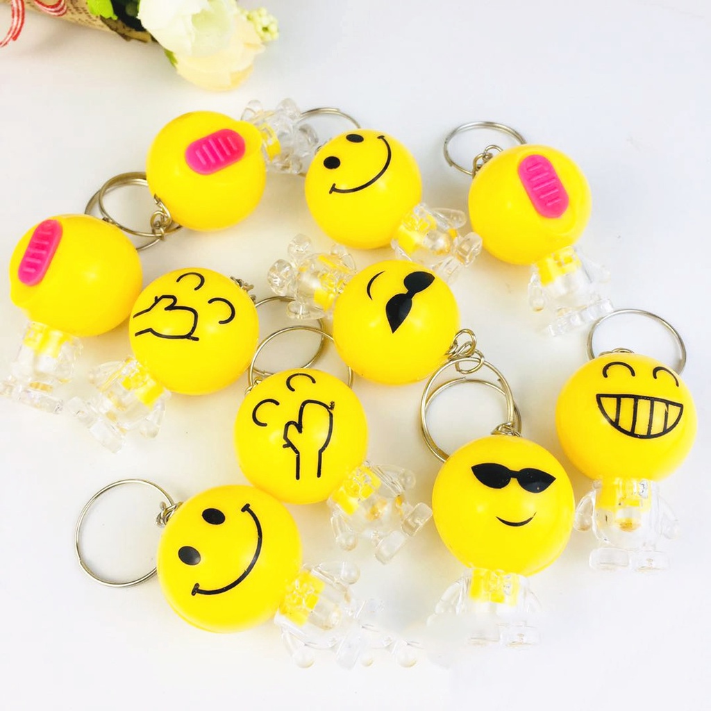 Móc khóa mặt cười Emoji có đèn phát sáng - Móc Chìa Khóa Emoji Độc Đáo Duashop