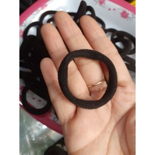 100 Dây cột tóc đen trơn bản nhỏ (đường kính 3.5-4cm)