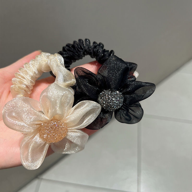 Dây Buộc Tóc Vải organza Đính Hoa Xinh Xắn