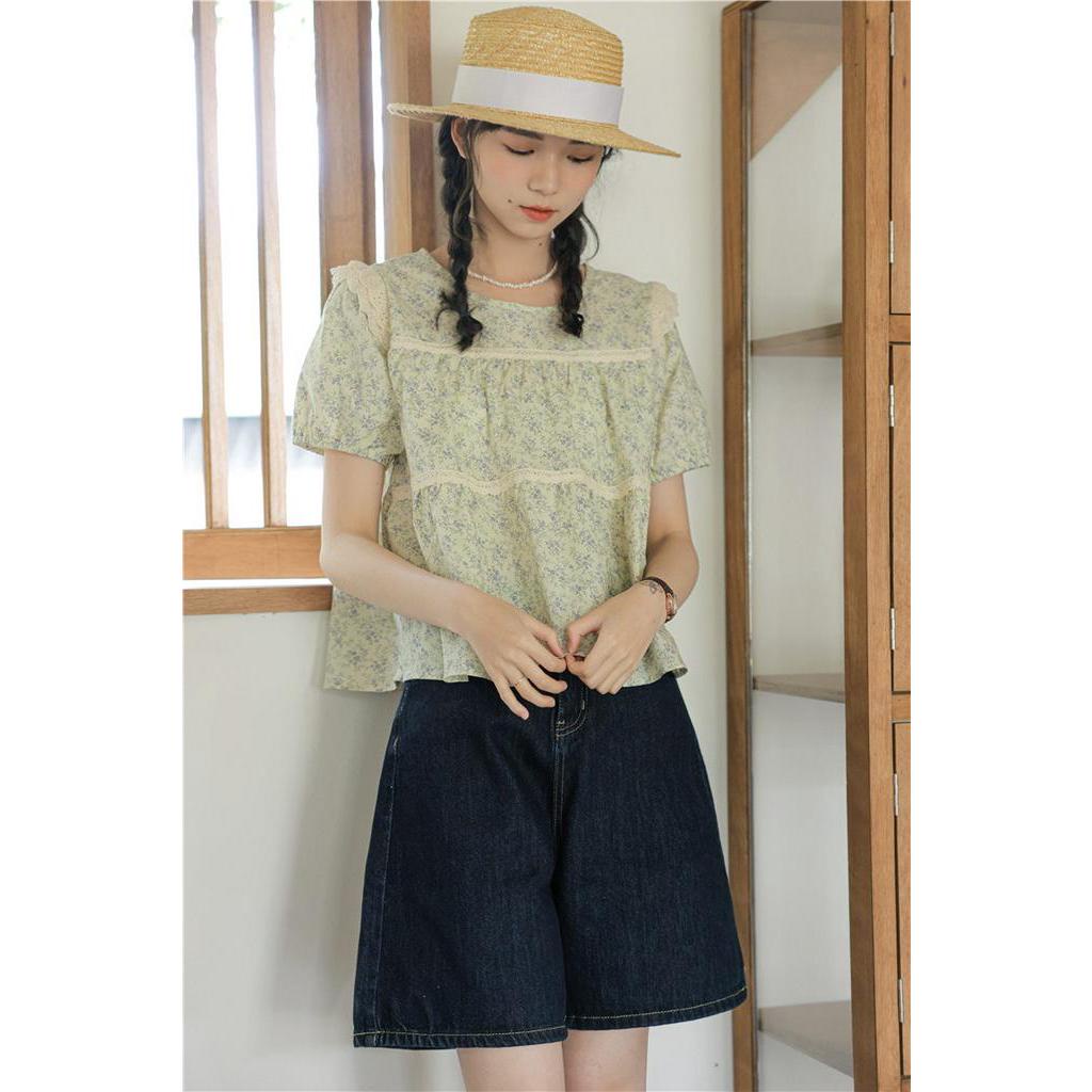 Áo Kiểu Tay Phồng Họa Tiết Hoa Thời Trang Mùa Hè Kiểu Pháp Mới 63206