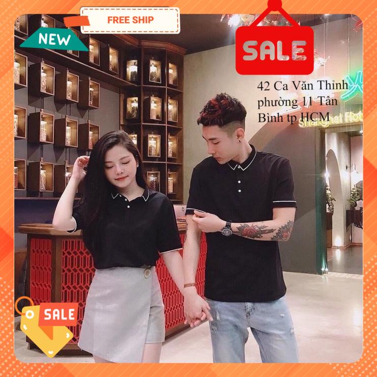 Áo phông nam nữ Polo có cổ phối viền đẹp, vải mềm, co giãn, mặc siêu mát nhiều màu