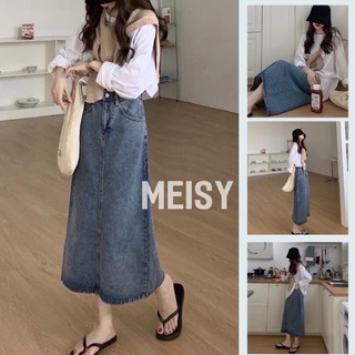 (sẵn) Chân váy jeans dài xẻ tà có bigsize