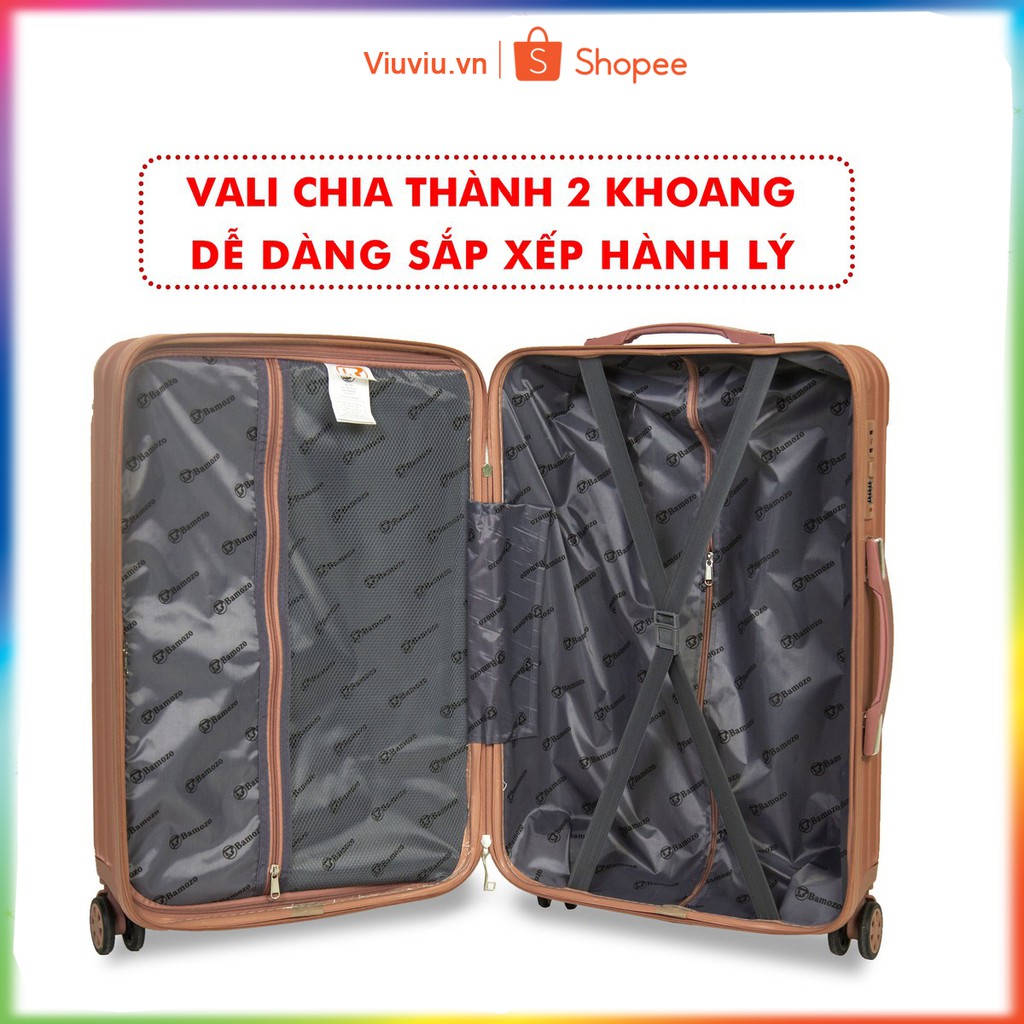 Vali Giá Rẻ Size 20 Inch Valy Kéo Nhựa Du Lịch Bền Đẹp Cao Cấp Chống Nước Chống Trộm Bảo Hành 5 Năm Bamozo 8809