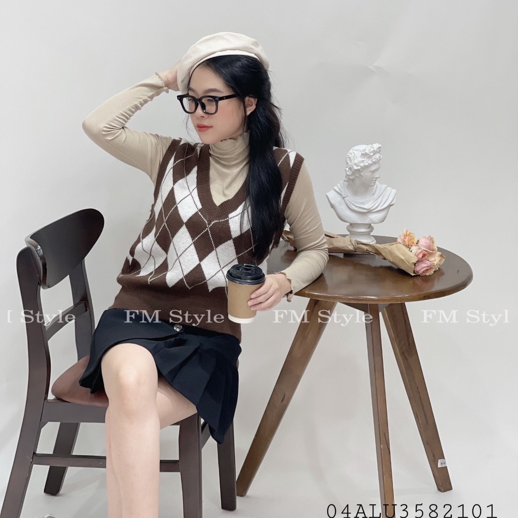 Áo gile thổ cẩm nữ FM Style  họa tiết xinh xắn thời trang 21042178
