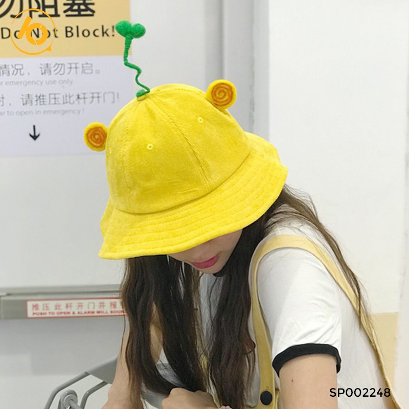 Mũ Nón Maruko 3D Rộng Vành Nhiều Kiểu Mầm Cây Bucket Hat Ulzzang Kaki Nhung Siêu Cute