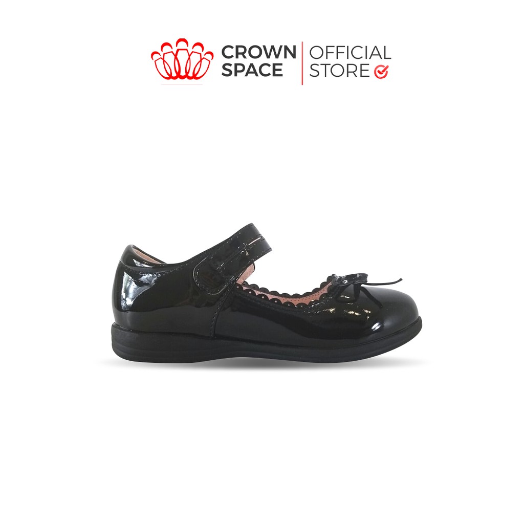 Giày Búp Bê Đen Đi Học Bé Gái Crown Space UK School Shoes CB3022 Cao Cấp Nhẹ Êm Thoáng Mát Size 28-36/4-14 Tuổi