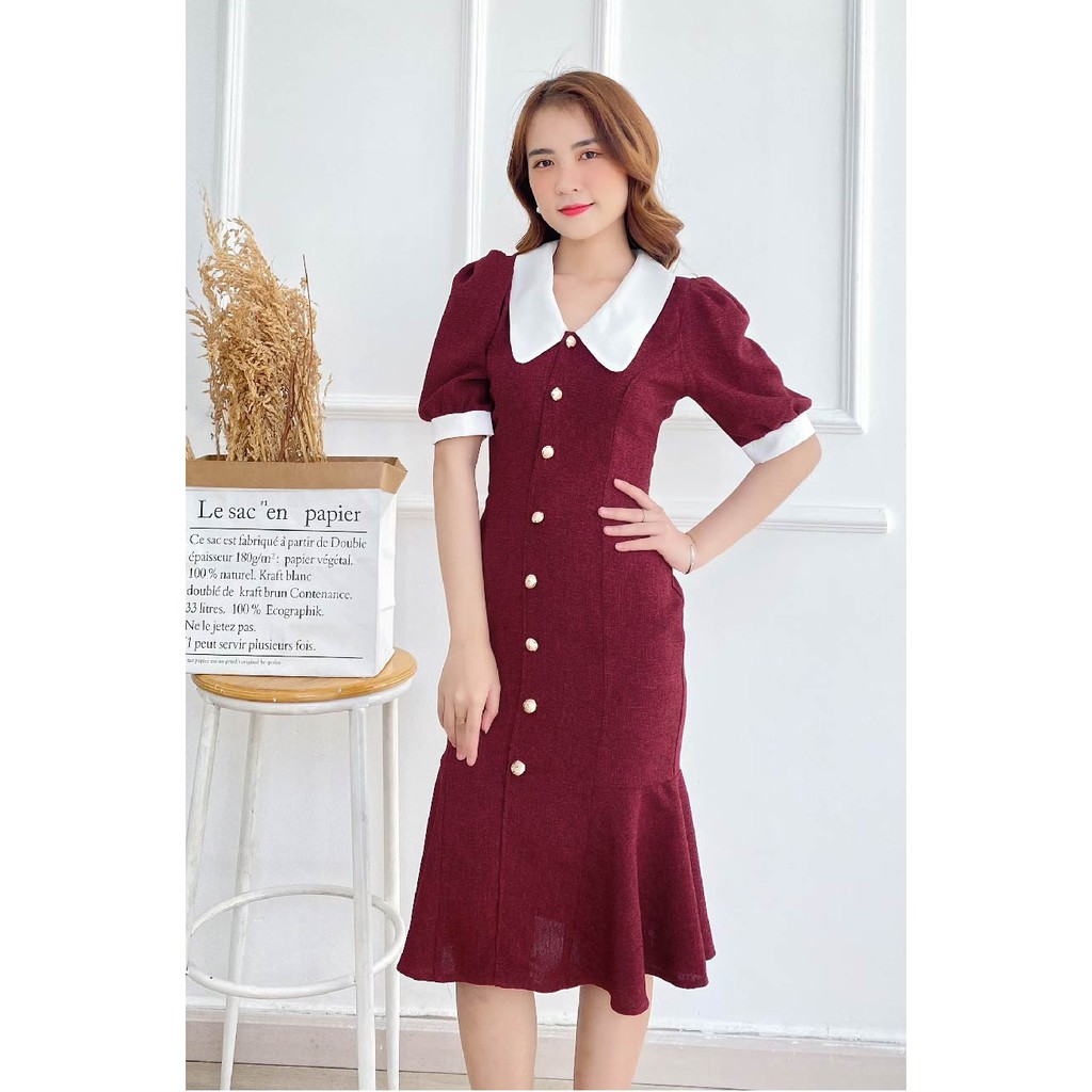 Đầm body đuôi cá phối cổ BEMINE MT1693DO | BigBuy360 - bigbuy360.vn