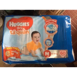 (Mẫu mới tặng thêm 6m) tã quần huggies M60/L54/XL48/XXL44