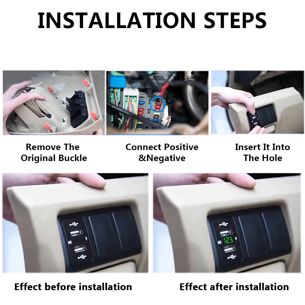 Tẩu Sạc 4.2A Hai Cổng USB QC 12-24V Tích Hợp Đèn LED Gắn Xe Hơi Toyota