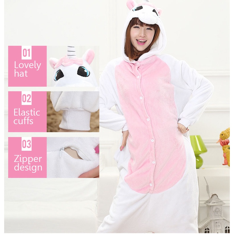 Bộ Áo Liền Quần Cosplay Kỳ Lân Màu Hồng Đáng Yêu Cho Bé Gái