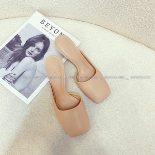 Giày sục nữ mũi vuông gót blc elmer