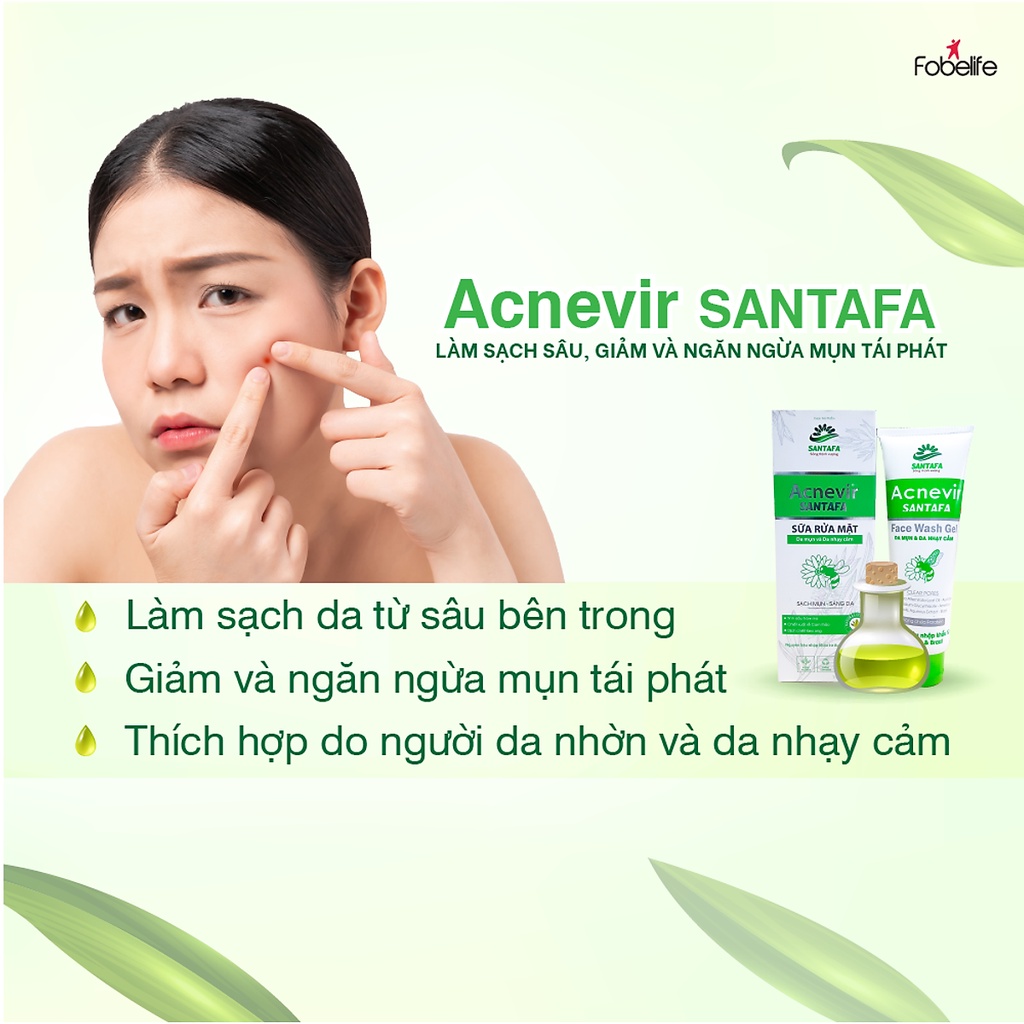 Sữa rửa mặt Acnevir Santafa Face wash gel (tuýp 100g) dành cho da mụn