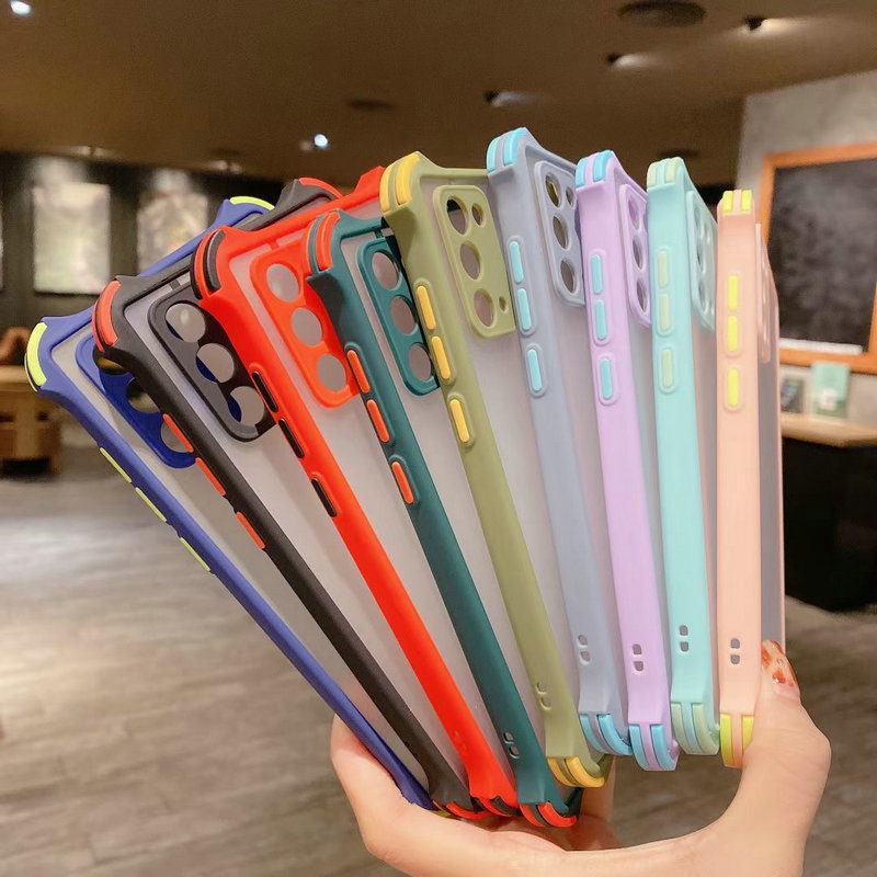 OPPO Realme C17 C15 C12 C11 C3 C2 C1 2 5 6 7 Pro 5 5i 5s 6i 6s 7i XT X2 Vỏ điện thoại chống rơi bốn góc Vỏ cứng Matcha xanh Màu xanh lá cây đậm