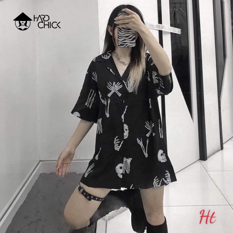 Áo sơ mi đầu lâu đen H2
