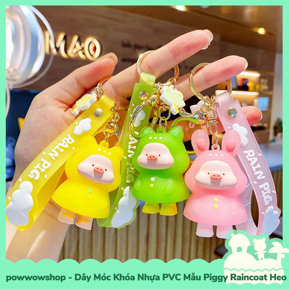 [Sẵn VN - Hỏa Tốc] Dây Móc Khóa Nhựa PVC Mẫu Heo Ô Dù Trú Mưa Piggy Rain Coat
