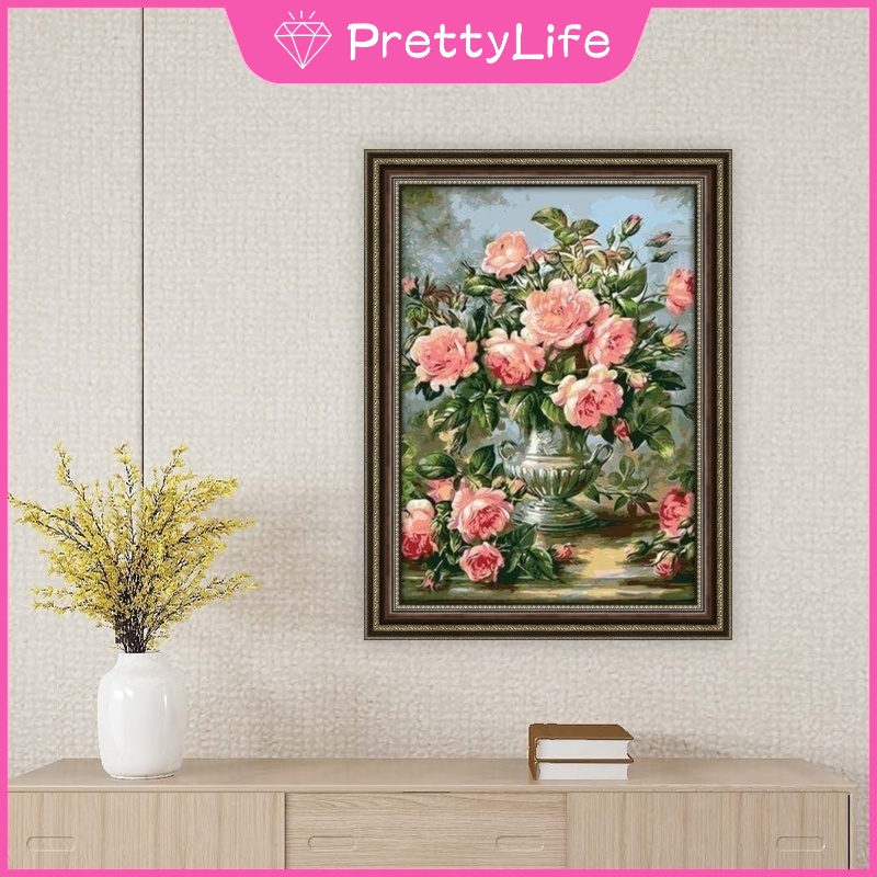 Bộ Tranh Đính Đá 5d Họa Tiết Hoa Xinh Xắn Độc Đáo Kích Thước 30x40cm DIY Dùng Trang Trí