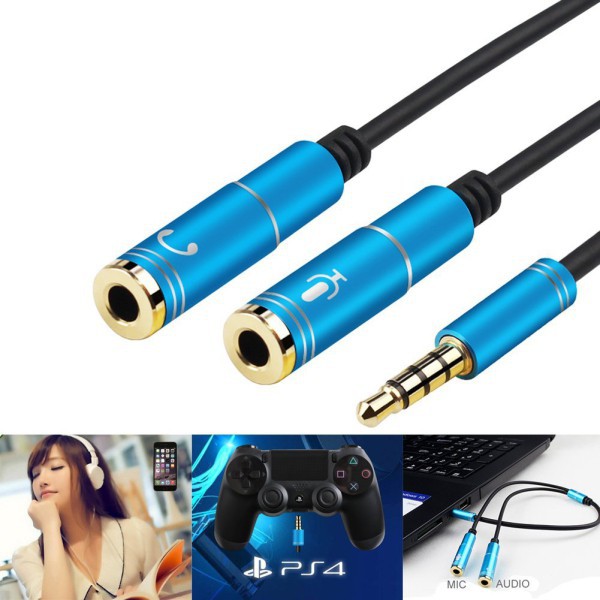 ★Portable Headset Adapter Splitter 3.5mm Jack Cable Separate Mic Audio
