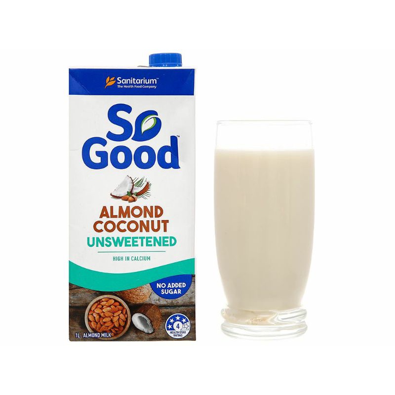 Sữa hạnh nhân kem dừa không đường So Good hộp 1 lít
