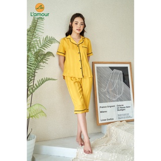 Bộ Lụa Vàng Trơn Sọc - Lửng