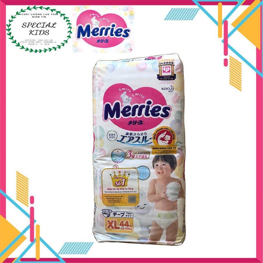 Tã/bỉm DÁN Merries nội địa nhật đủ Size NB90/S82/M64/L54/XL44 .