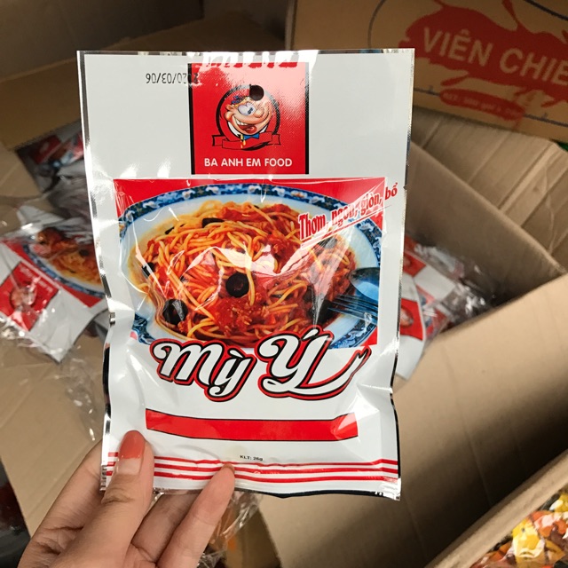 Gói Snack Mỳ Ý thơm ngon vị chua cay, snack ba anh em food, đồ ăn vặt, ăn vặt tuổi thơ cổng trường