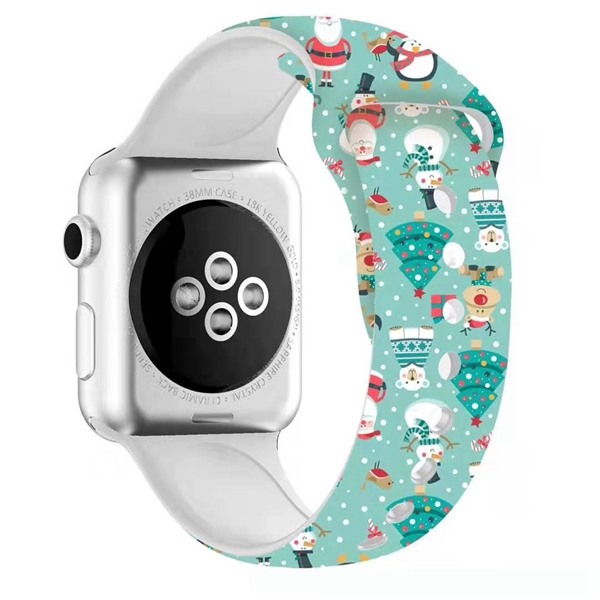 New Printed Sport Band For Apple Watch series 6 5 4 3 2 1 iWatch Christmas Gift Silicone Wrist Strap Dây Đeo Silicon Họa Tiết Giáng Sinh Cho Đồng Hồ Thông Minh for 44mm 42mm 40mm 38mm