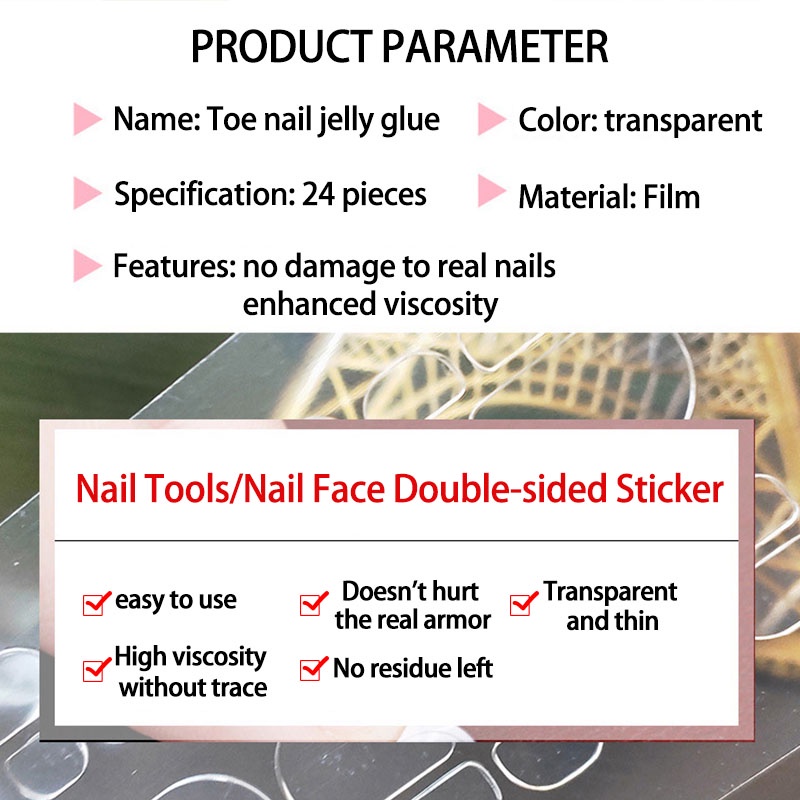 [Hàng mới về] Bộ 24 miếng dán móng giả thạch linh hoạt hai mặt độ bám dính tốt hơn bền