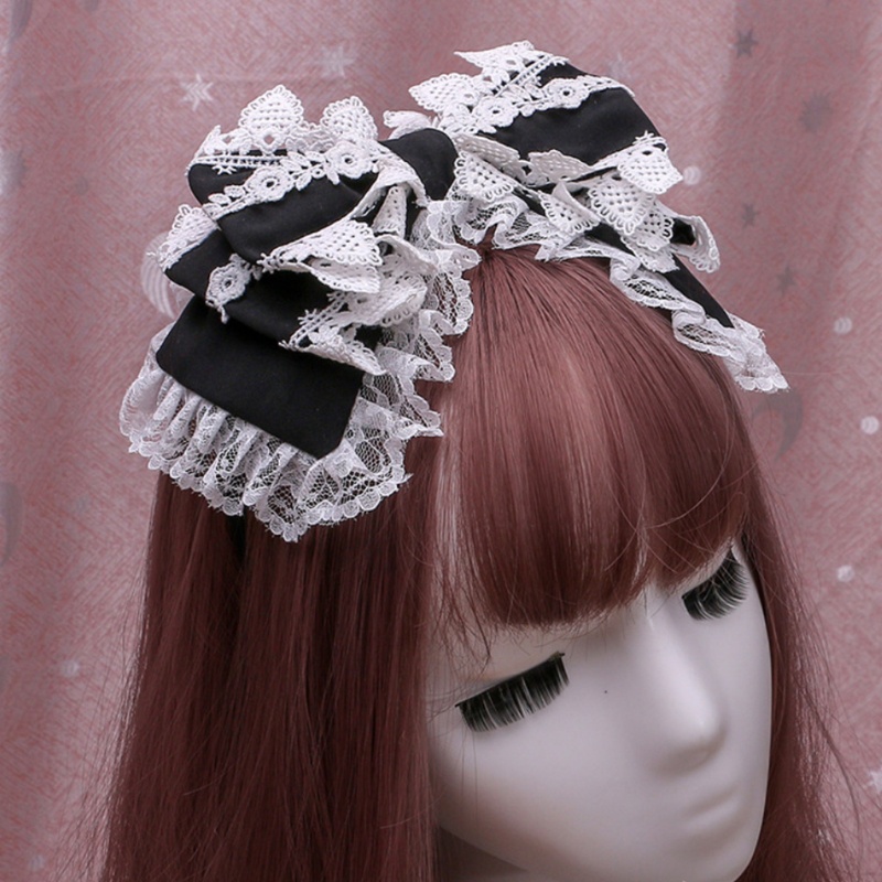 Cài Tóc Đính Nơ Ren Nhiều Lớp Phong Cách Lolita Nhật Bản