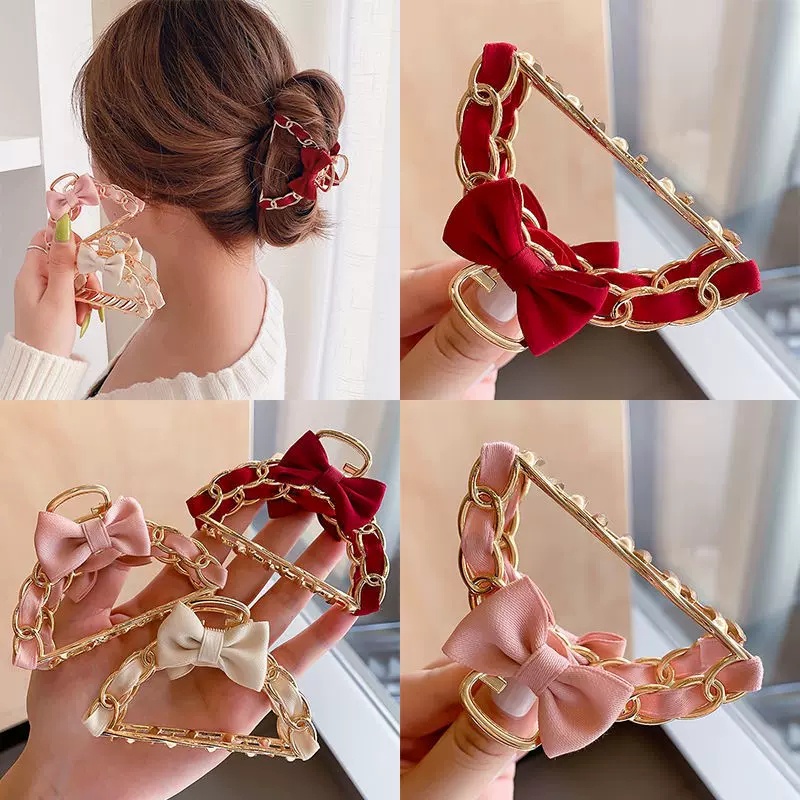 Kẹp Tóc Hình Nơ Lớn Bằng Kim Loại Cho Nữ