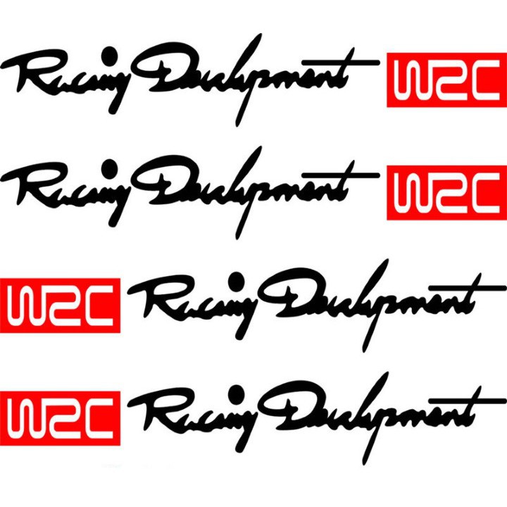 BỘ 4 CHỮ DECAL LOGO RACING DEVELOPMENT W2C DÁN TAY NẮM CỬA XE Ô TÔ