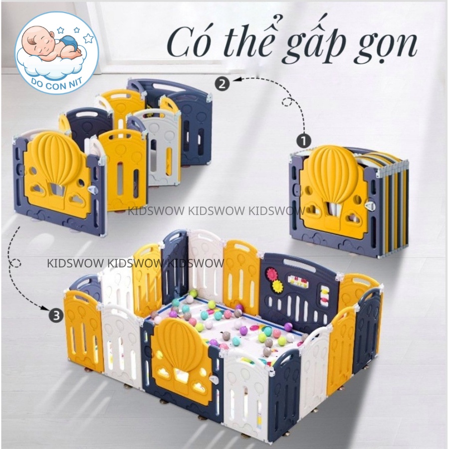 [Tặng thảm + 100 banh + Túi Lưới] Quây Củi Nhựa Kidswow Cho Bé