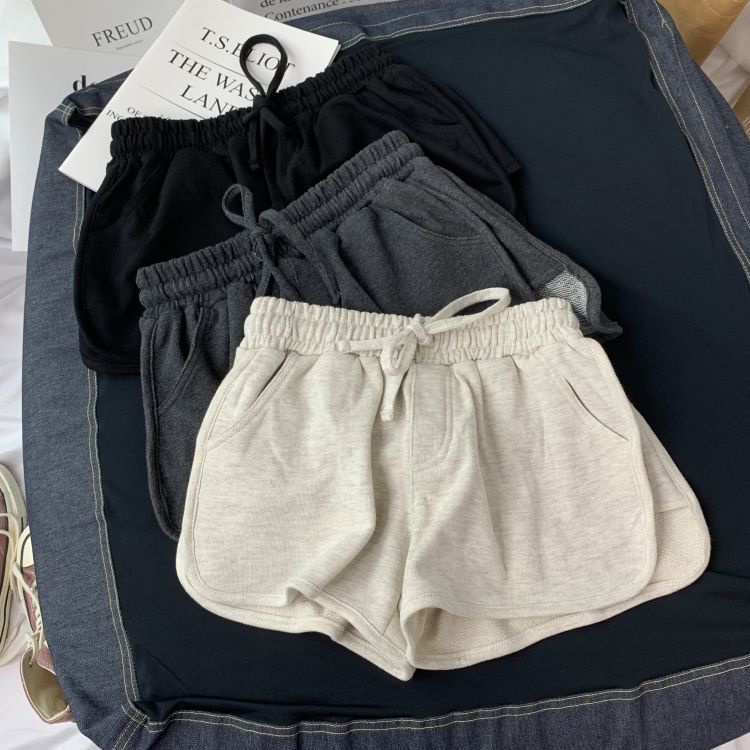 Quần Short Thể Thao Lưng Cao Ống Rộng Có Dây Rút Năng Động Cho Nữ